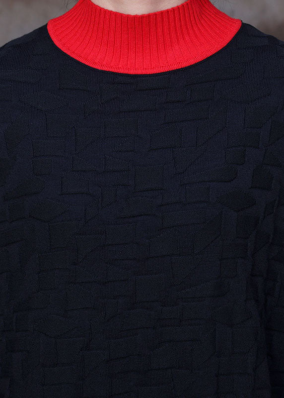 Black Bat Wing Sleeve Knit Long Sweater Winter