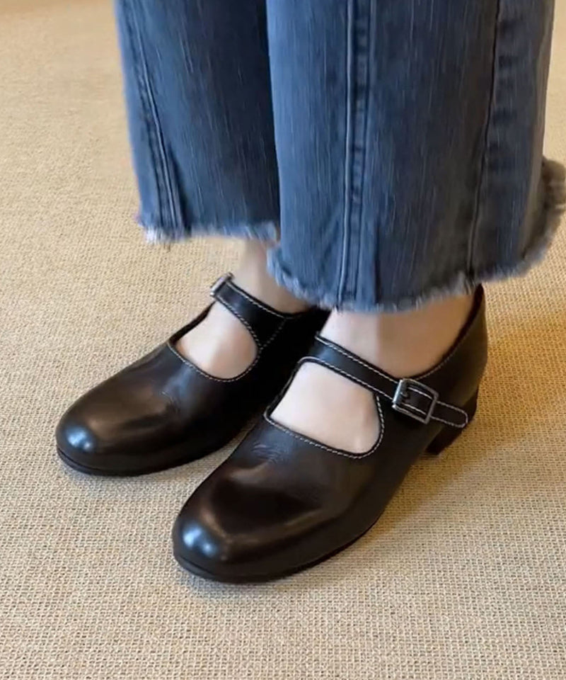Black Buckle Strap for Splicing Faux Leather Flats