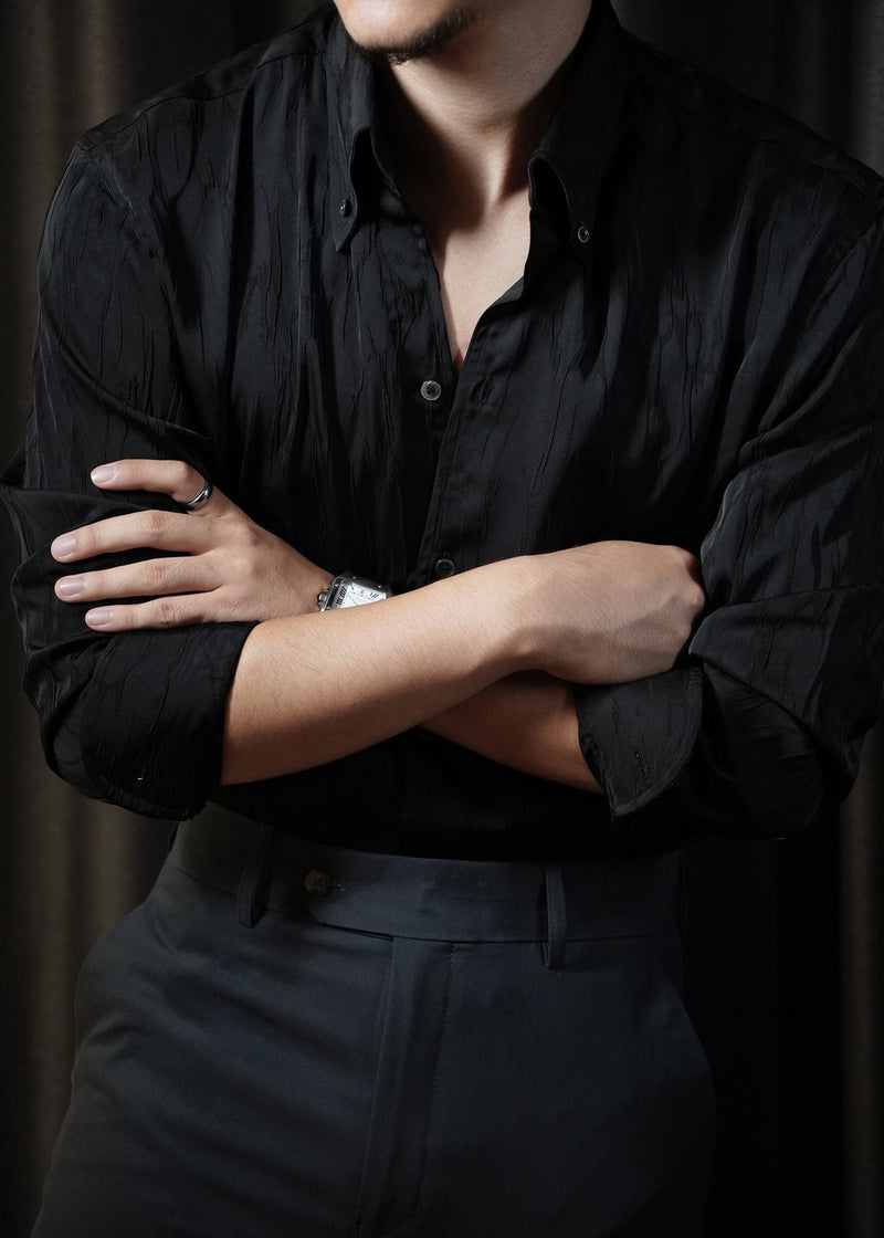 Black Button Cotton Fall Shirt Peter Pan Collar
