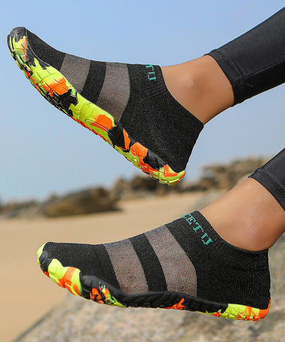 Black Cozy Breathable Mesh Splicing Flat Feet Shoes