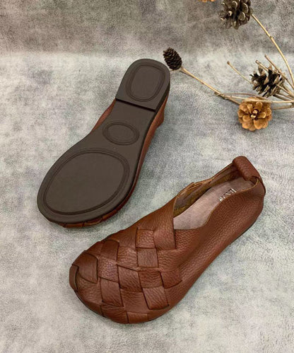 Black Flat Shoes for Handmade Cowhide Leather Fitted Splicing 1