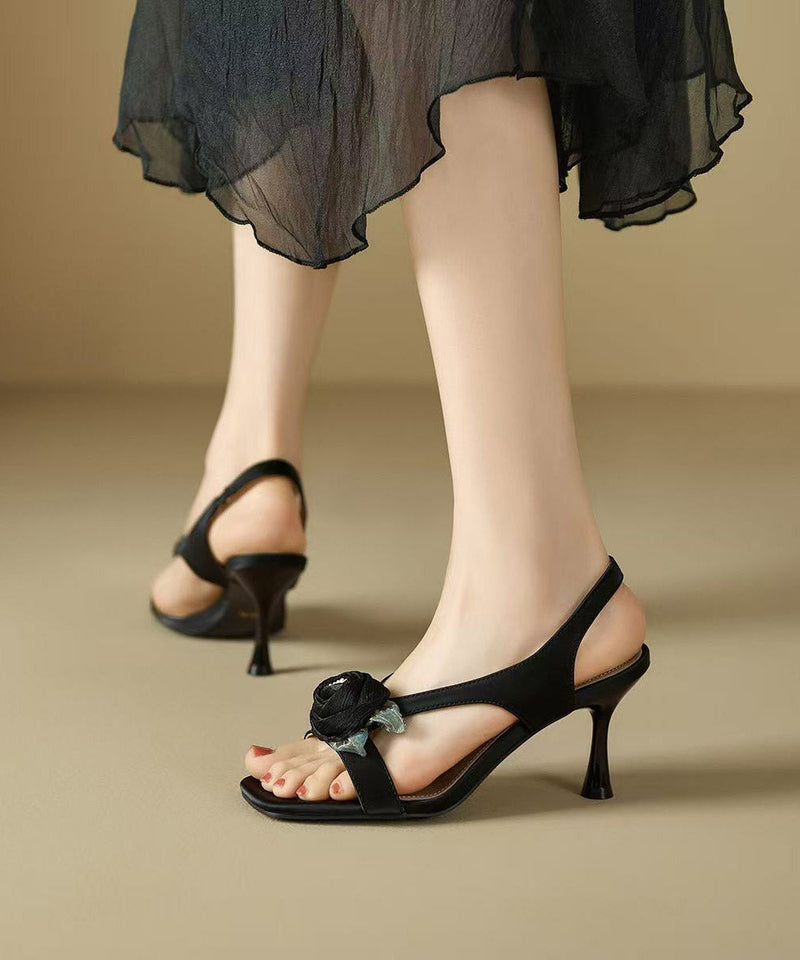 Black Splicing High Heel Sandals Peep Toe