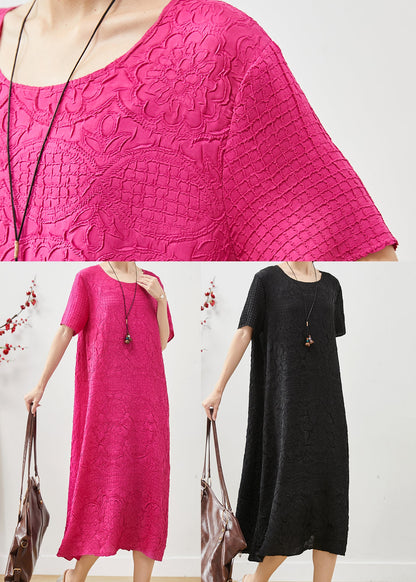Black Jacquard Cotton Long Dress Oversized Summer