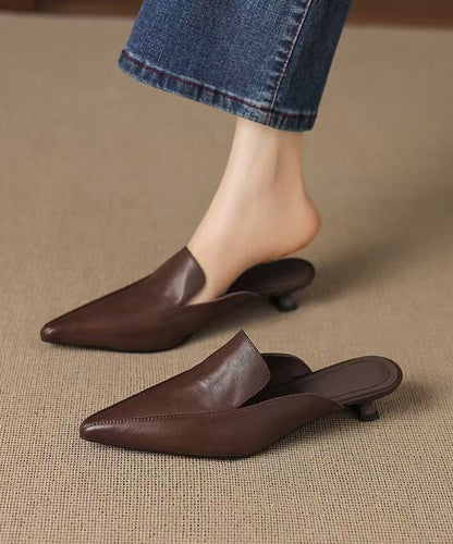 Black Kitten Sheepskin Pointed Toe Flip Flops