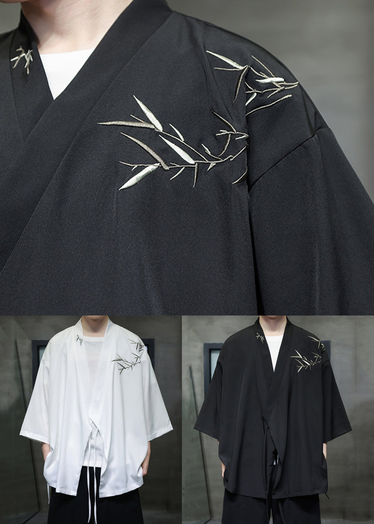 Black Lace Up Cotton Shirt V Neck Batwing Sleeve