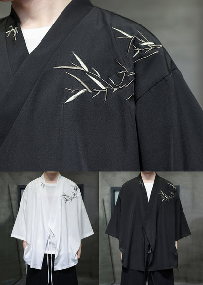 Black Lace Up Cotton Shirt V Neck Batwing Sleeve