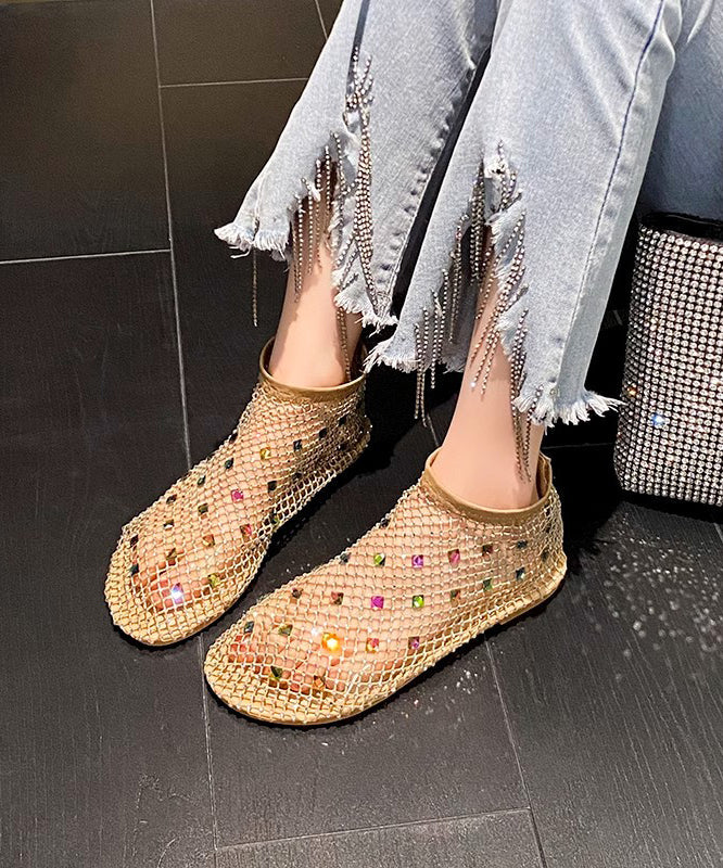 Black Multi Zircon Splicing Breathable Mesh Boots