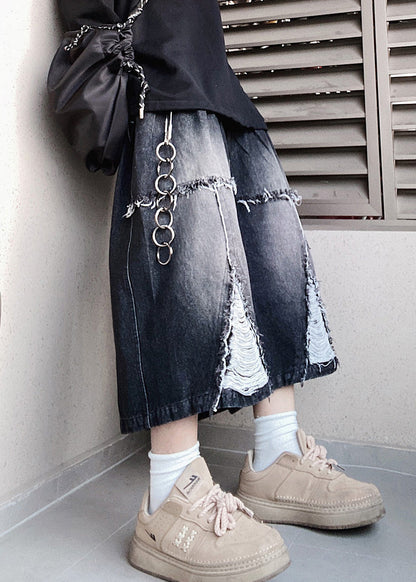 Black Original Design Oversized Summer Shorts Elastic Waist