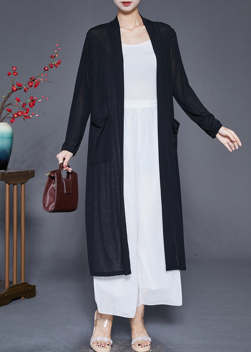 Black Oversized Cotton Upf 50+ Cardigan Pockets Fall