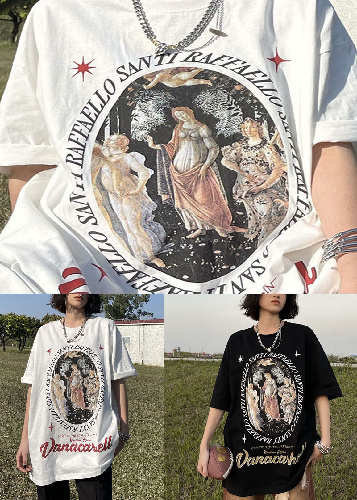 Black Print Cotton Tops T Shirt O Neck Summer