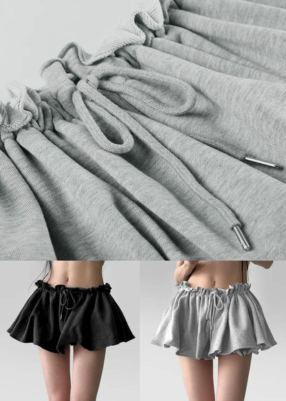 Black Cotton Pants Skirt Elastic Waist Summer
