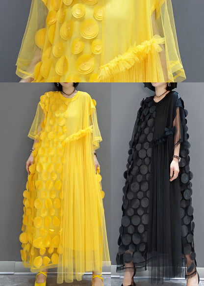 Green Tulle Party Dresses O-neck Asymmetrical Half Sleeve