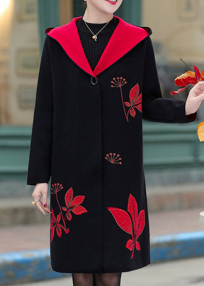 Black Woolen Hoodies Outwear Jacquard Spring