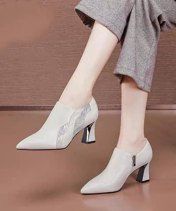 Black Zircon Splicing Versatile Chunky Pointed Toe