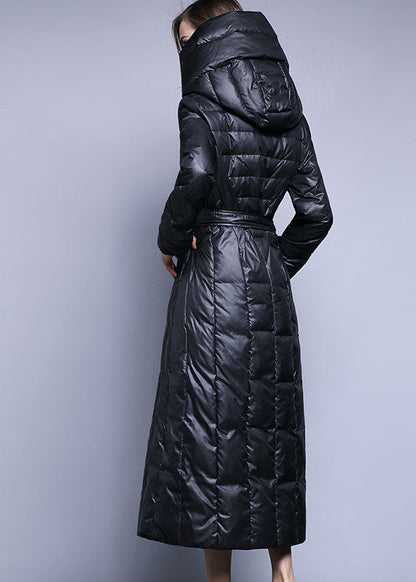 Black Pockets Thick Slim Fit Winter Lengthen Duck Down Coat