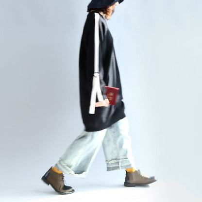 Black Oversized Sweat Dress Warm Spring Dresses Pullover Blouse