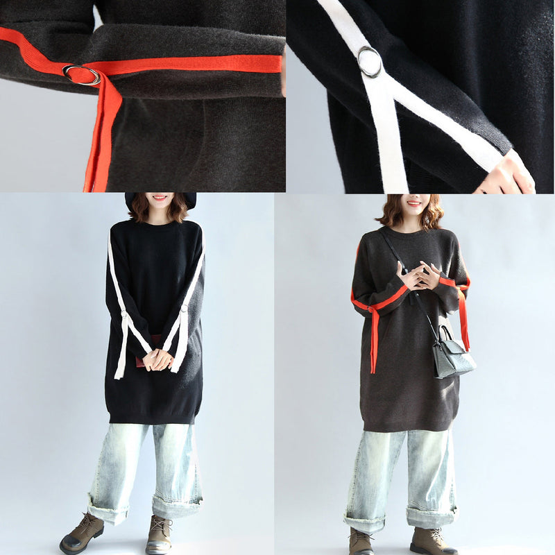 Black Oversized Sweat Dress Warm Spring Dresses Pullover Blouse