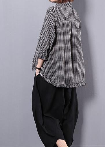 Black Plaid Shirt Suit Female Long Sleeve Spring and Autumn Loose Harem Pants Two-piece Suit