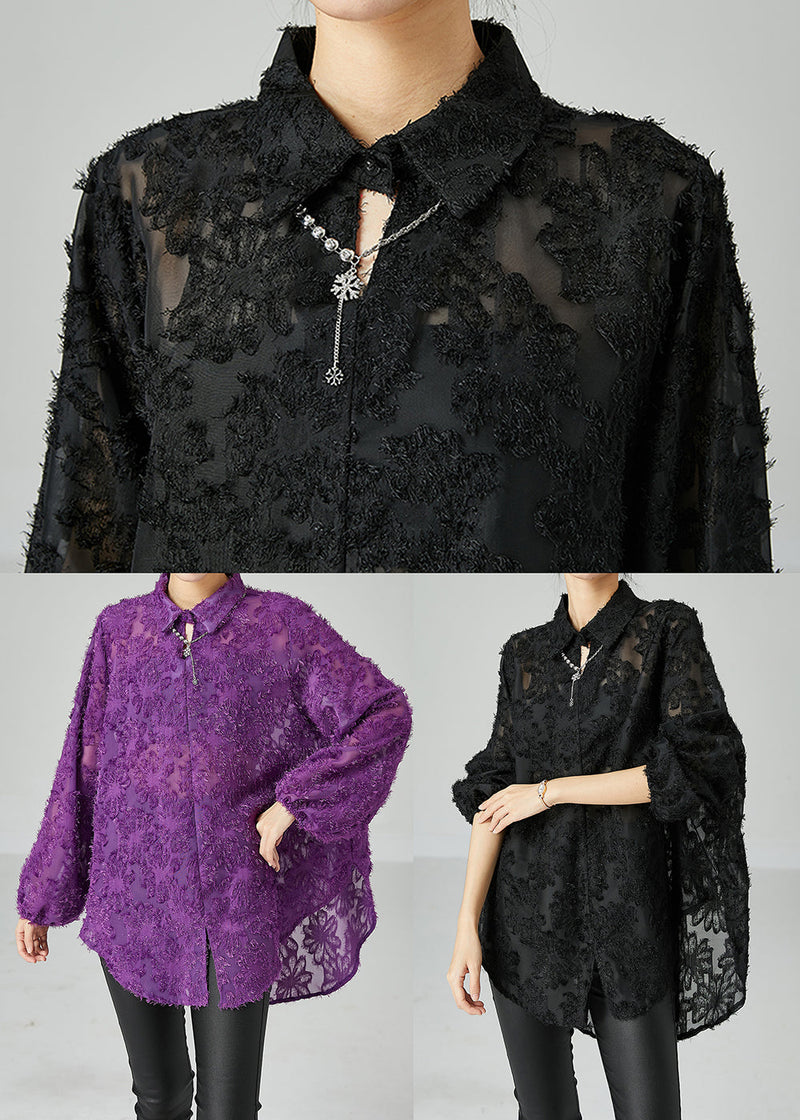 Blackish Green Loose Lace Upf 50+ Shirt Tops Fluffy Summer