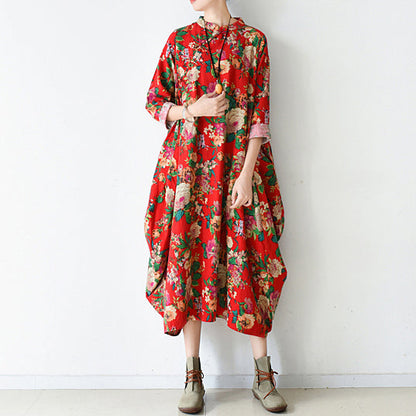 Blossom Red Baggy Chiffon Dresses Loose Chiffon Dress Spring Dresses