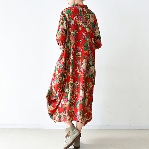 Blossom Red Baggy Chiffon Dresses Loose Chiffon Dress Spring Dresses