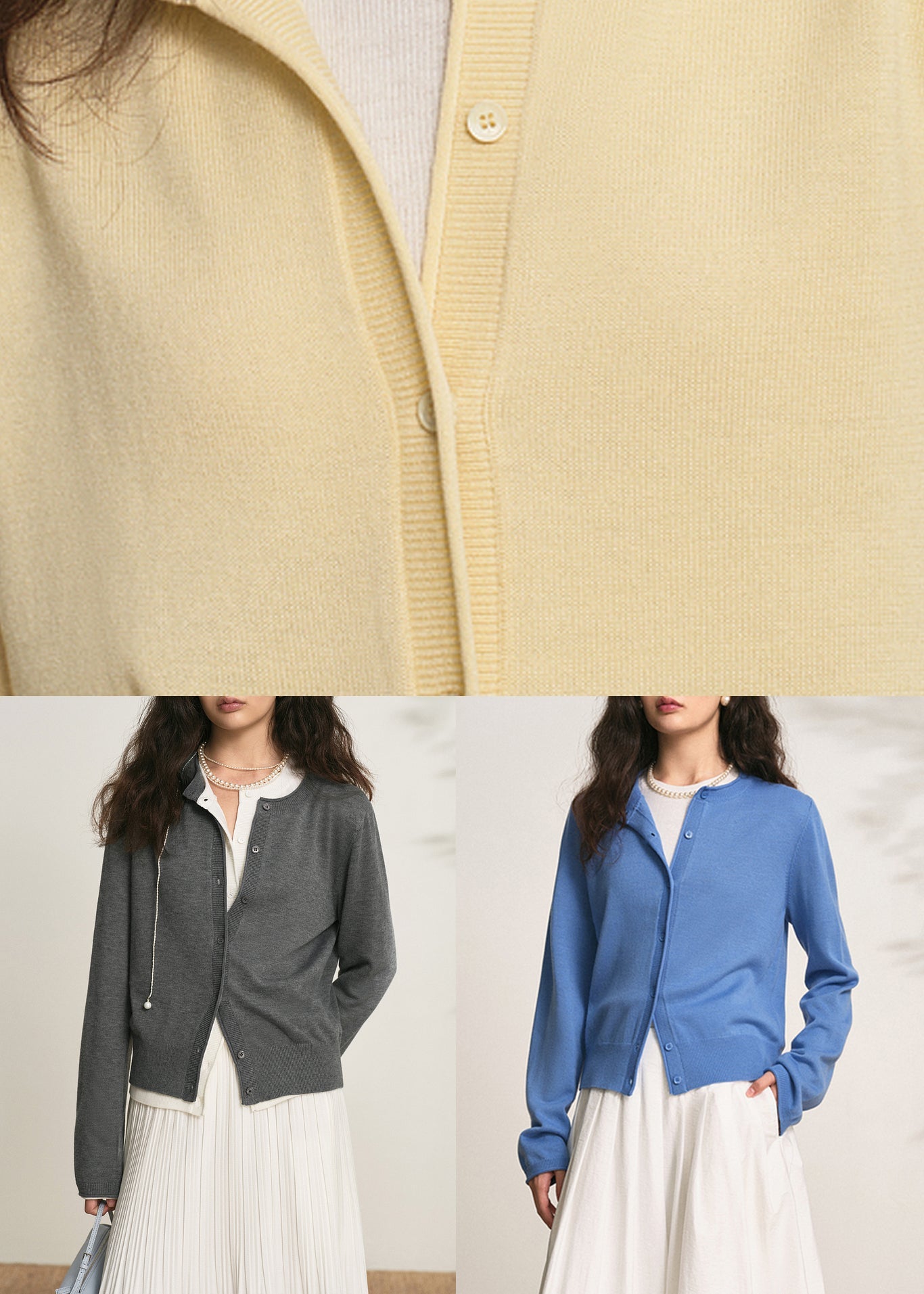 Blue Button Knit Fall Cardigans O Neck