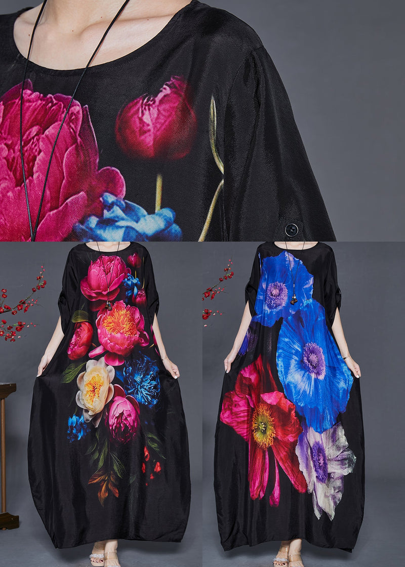 Blue Silk Holiday Dress Oversized Spring