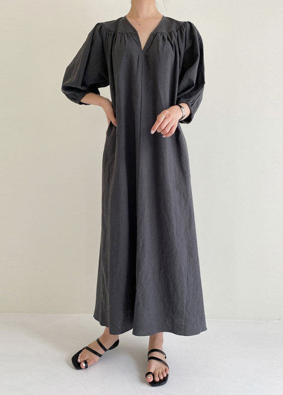 Blue Patchwork Wrinkled Cotton Party Dress Half Sleeve