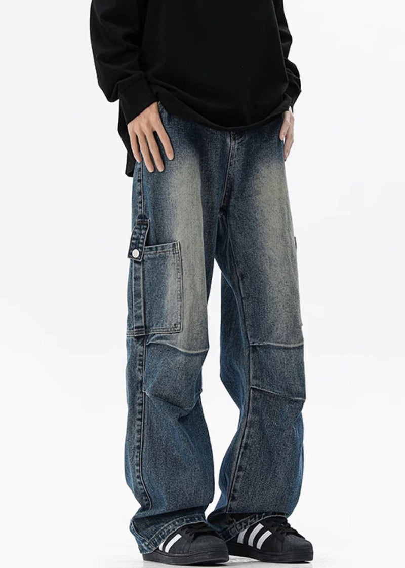 Blue Pockets Original Design High Waist Denim Pants Spring