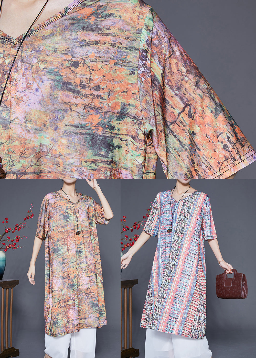 Blue Tie Dye Ice Silk Holiday Dress Oversized Summer