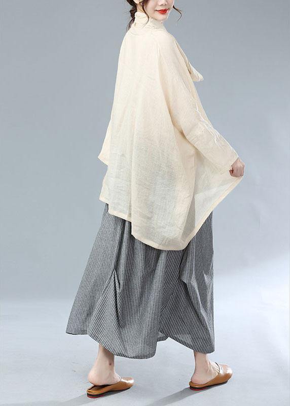 Bohemian Beige Turtle Neck Batwing Sleeve Fall Blouses