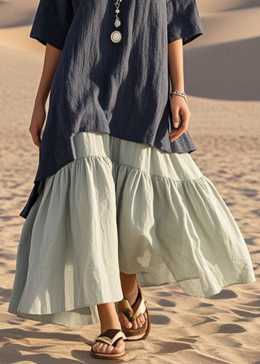 Black Oversized Patchwork Cotton Holiday Dress Summer