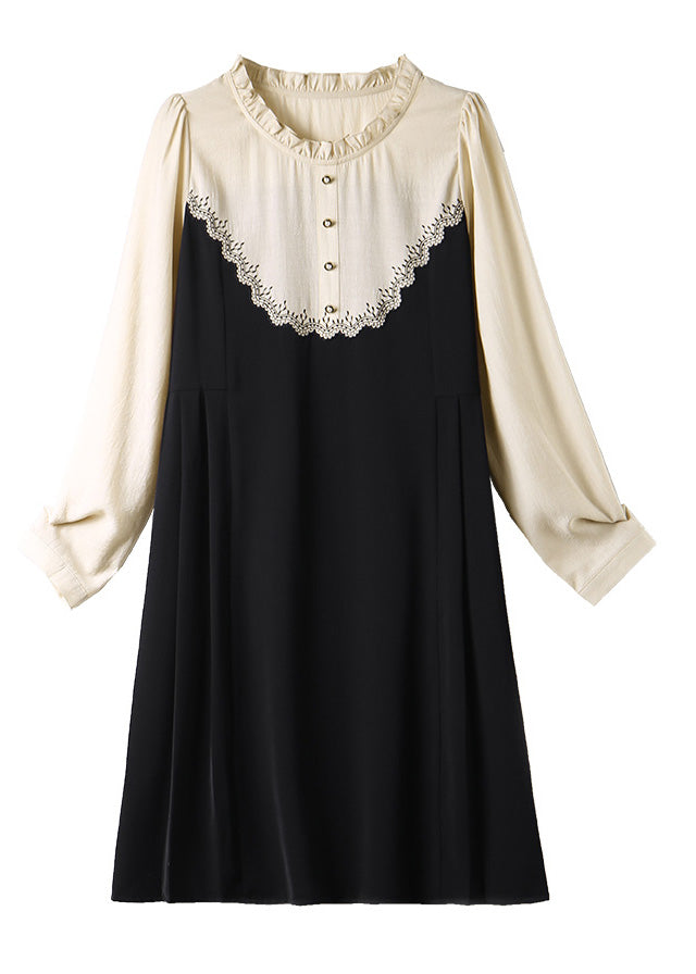 Black Ruffled Patchwork Party Long Dress Spring