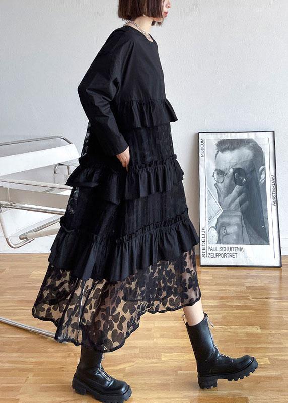 Sunflower Pattern Ruffles Fall Lace Dresses