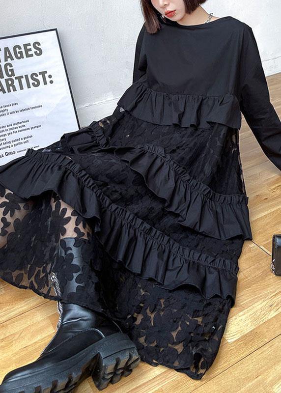 Cashew Pattern Ruffles Fall Lace Dresses