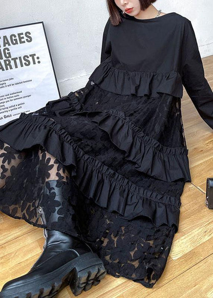 Sunflower Pattern Ruffles Fall Lace Dresses