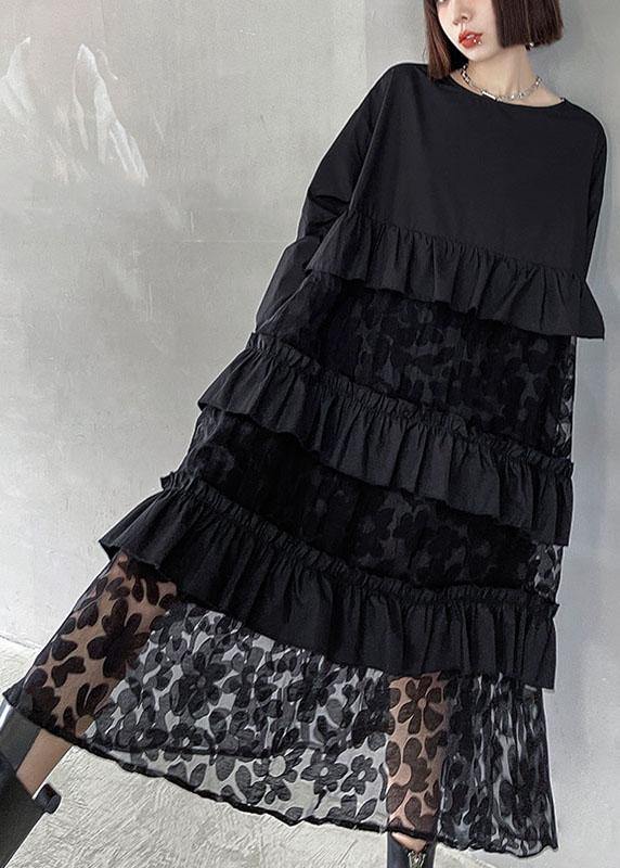 Sunflower Pattern Ruffles Fall Lace Dresses