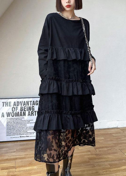 Cashew Pattern Ruffles Fall Lace Dresses