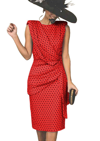 Blue Dot Asymmetrical Wraped Dresses Summer