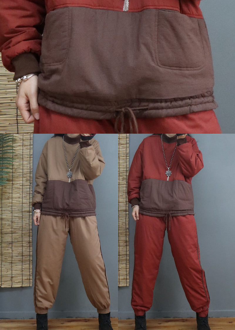 Brick Red Patchwork Fine Cotton Filled Sets 2 Pieces Winter