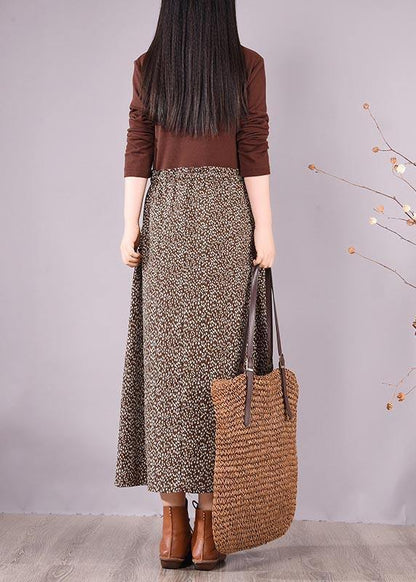 Chocolate Patchwork Print Clothes for O Neck Maxi Spring Dress