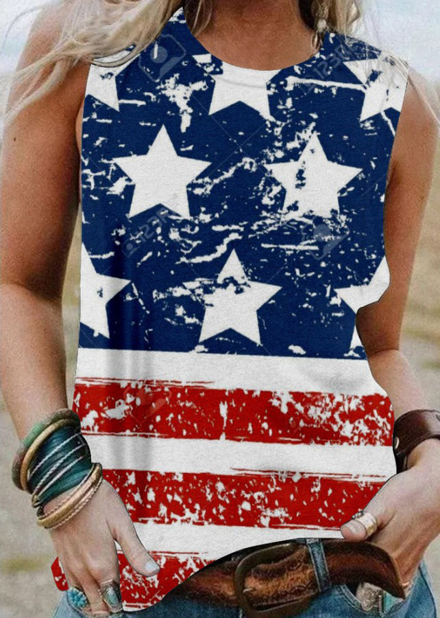 Colorblock O-neck Cotton Tank for Summer