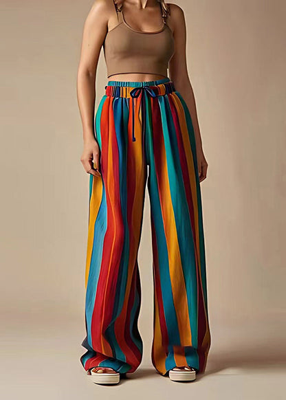 Colorblock Oversized Striped Linen Wide Leg Pants Summer