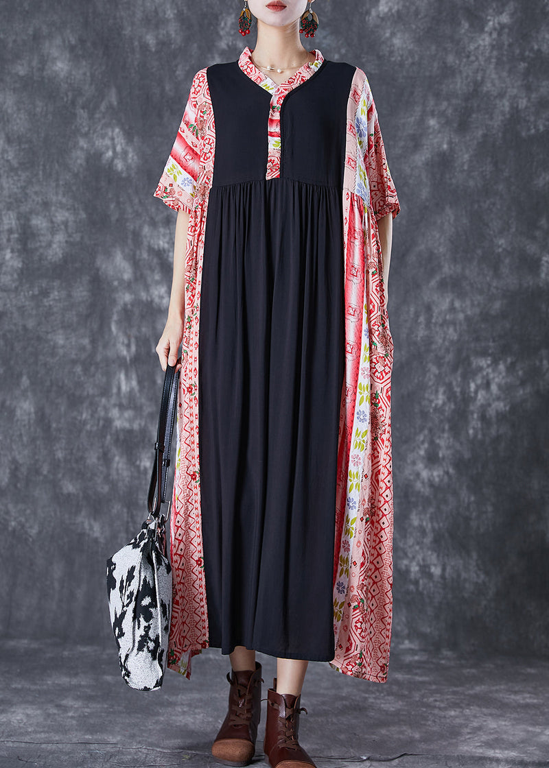 Colorblock Ruffled Patchwork Cotton Maxi Dresses Summer