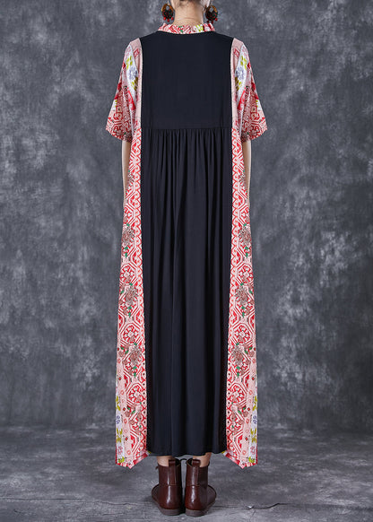 Colorblock Ruffled Patchwork Cotton Maxi Dresses Summer
