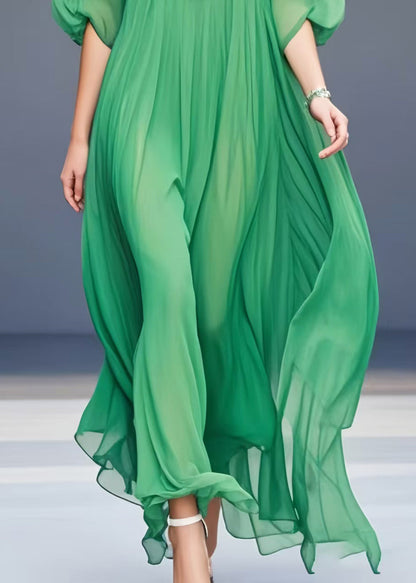 Grass Green Oversized Draping Chiffon Dress Summer