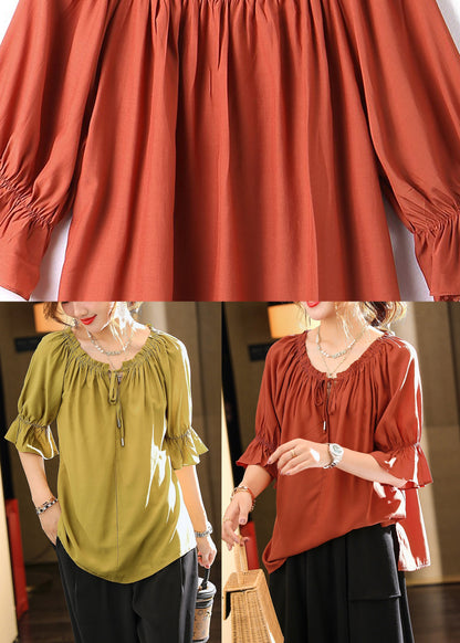 Green O-neck Drawstring Top Summer