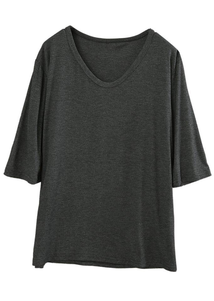 Grey V Neck Cotton Top Summer