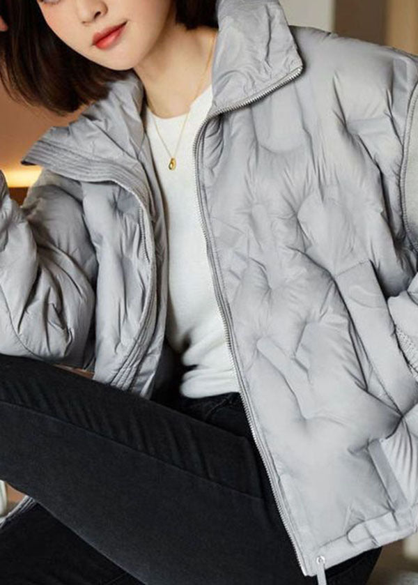 Grey Zip Up Patchwork Duck Down Canada Goose Jacket Winter