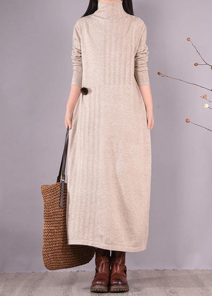 High Neck Spring Dresses Wardrobes Beige Dress